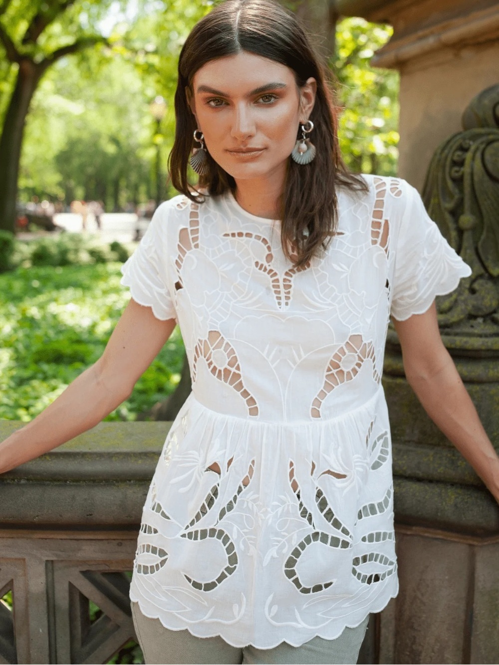 Guadalupe Embroidered Cutout Peplum Dress